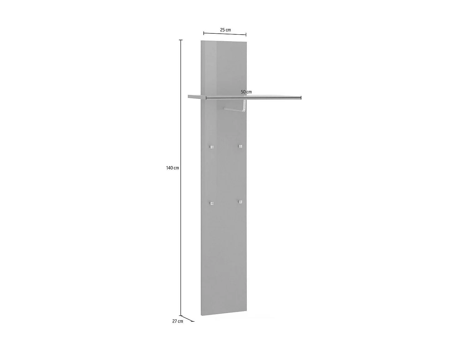 Meuble d'entrée Dlentin, entrée multifonction moderne, casier polyvalent pour hall d'entrée, 100% Made in Italy, 50x27h140 cm, anthracite brillant