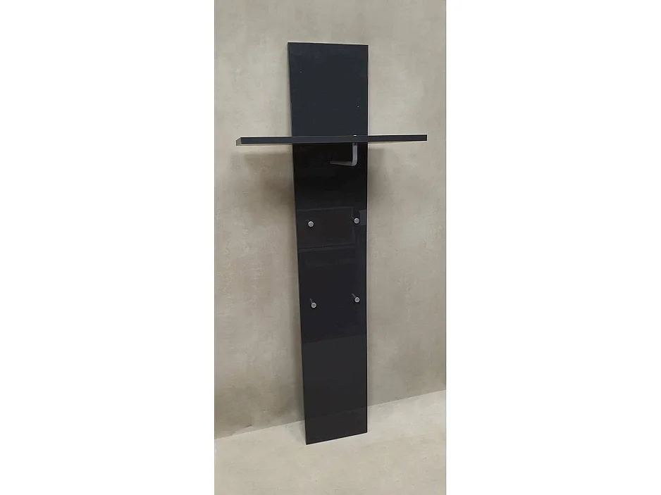 Mueble de entrada Omer, entrada multifunción moderna, taquilla multiusos para recibidor, 100% Made in Italy, 50x27h140 cm, antracita brillante