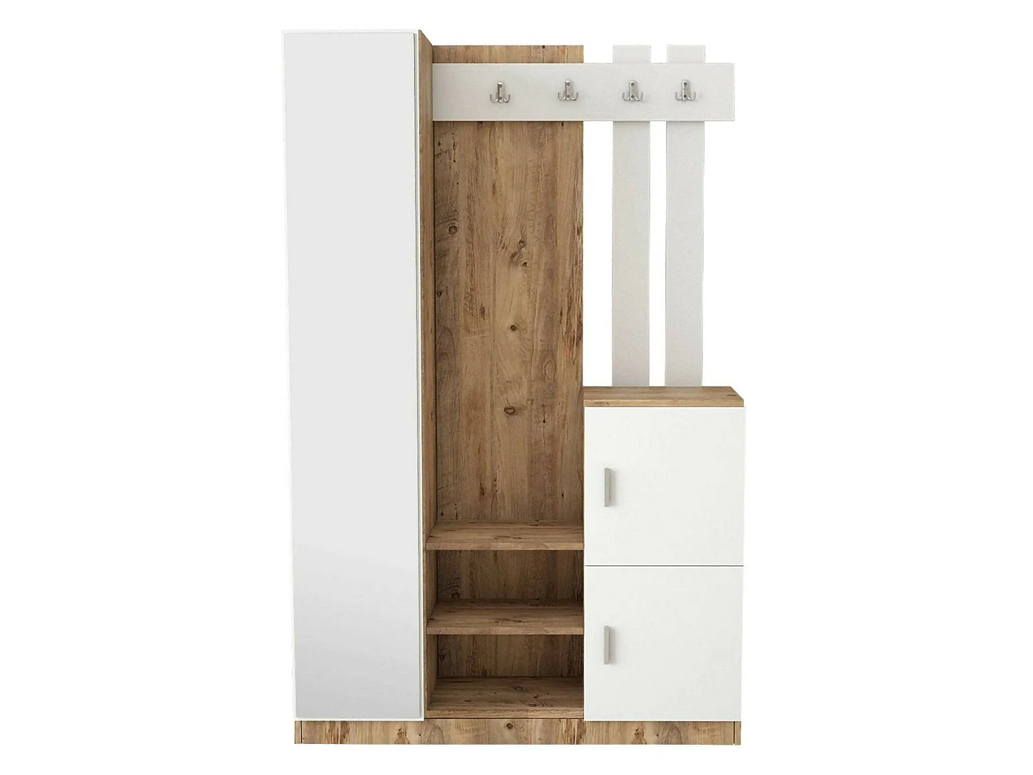 Mobile da Ingresso Arco, Specchio Incluso, 37.5x113.6x179.7h cm Marrone Quercia