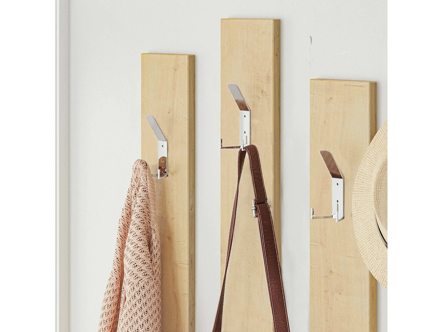 Meuble d'entrée Himalia, Crochet d'entrée, Composition pour l'atrium, Console de rangement multifonction, 137x35h55 cm, Blanc et chêne