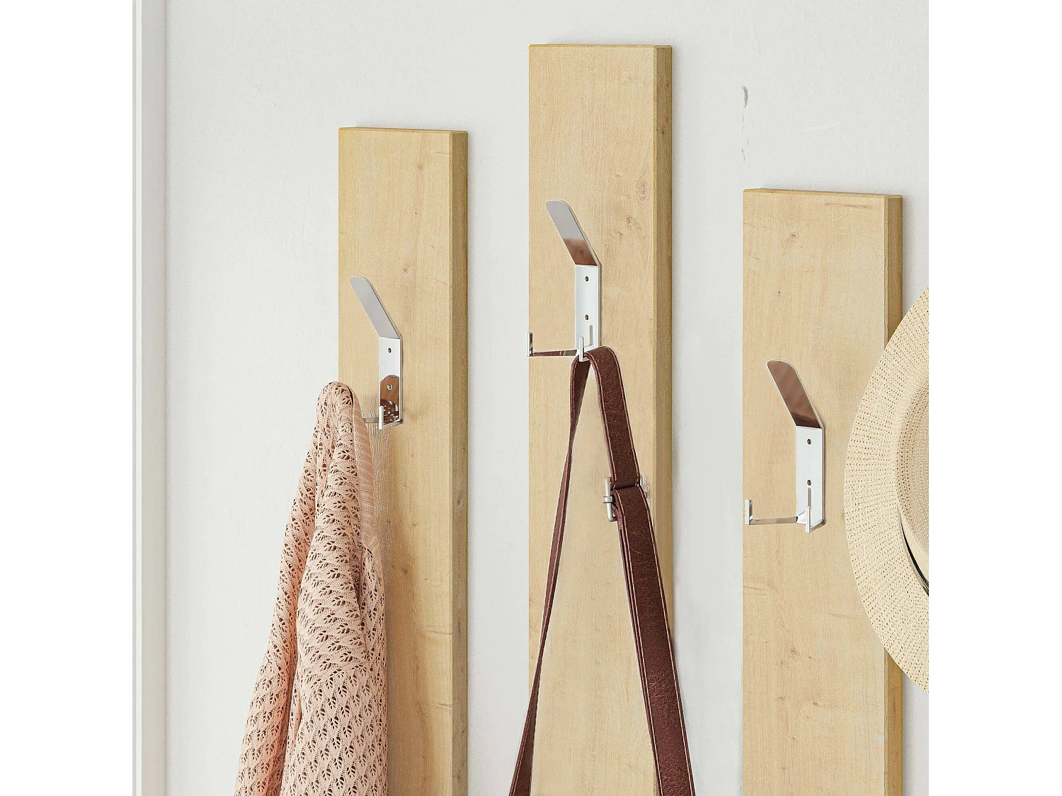 Meuble d'entrée Himalia, Crochet d'entrée, Composition pour l'atrium, Console de rangement multifonction, 137x35h55 cm, Blanc et chêne