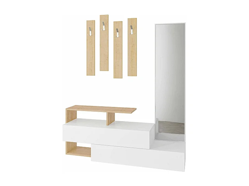 Mobile da Ingresso Ascari, Specchio Incluso, 35x137x54.5h cm Bianco
