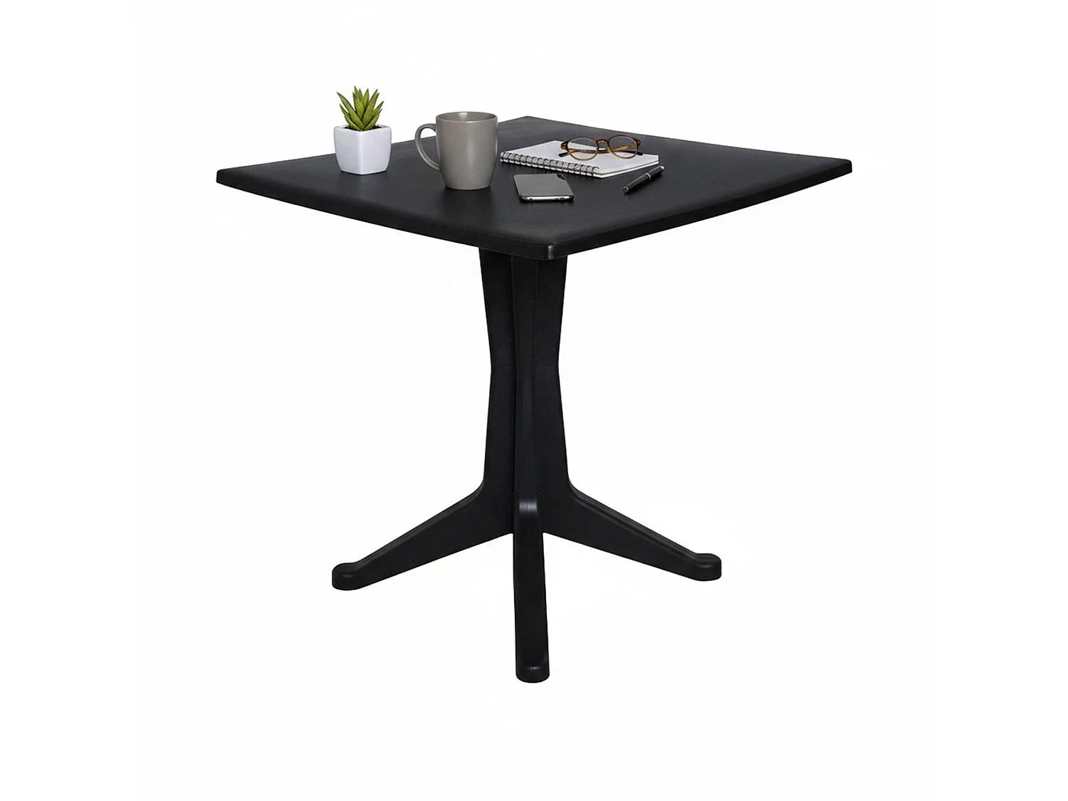 Table d'extérieur Dmondel, Étagère carrée fixe, Table de jardin polyvalente, 100% Made in Italy, 70x70h72 cm, Anthracite
