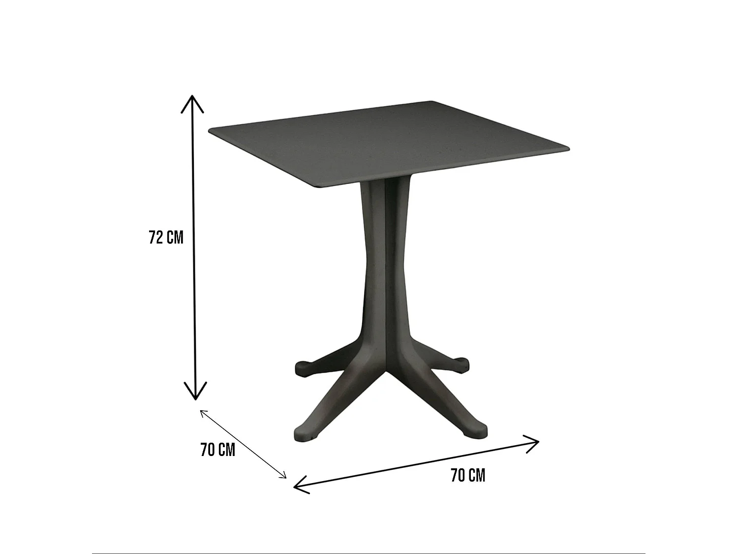 Table d'extérieur Dmondel, Étagère carrée fixe, Table de jardin polyvalente, 100% Made in Italy, 70x70h72 cm, Anthracite