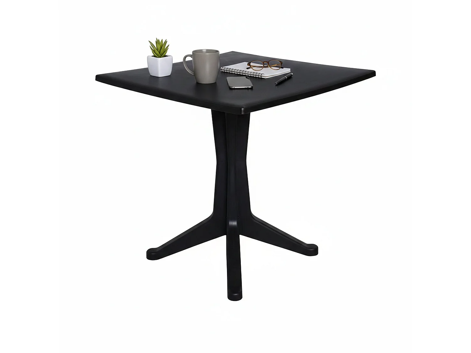 Dmora Buiten Tafeltje Trani 70x70x72h cm Zwart Antraciet 6 Personen Waterdicht, Vast Buiten Tafeltje Made in Italy