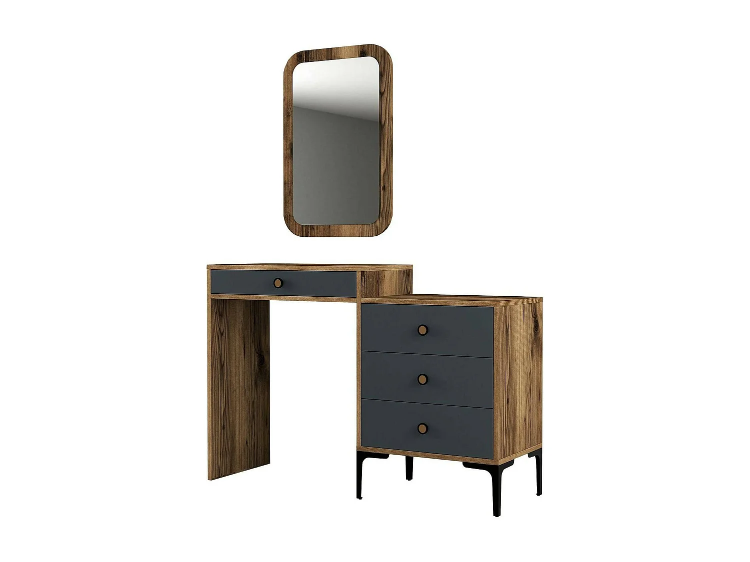 Dpasqu console, Multifunctionele tafel, Steunkast, Gangbureau, 124x40h85 cm, Walnoot en Antraciet