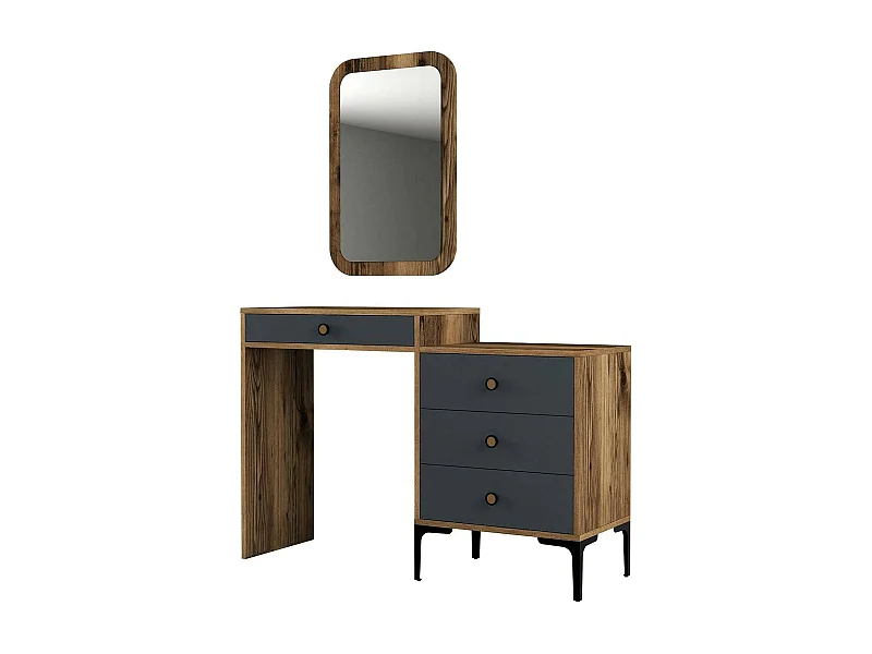 Dpasqu console, Multifunctionele tafel, Steunkast, Gangbureau, 124x40h85 cm, Walnoot en Antraciet