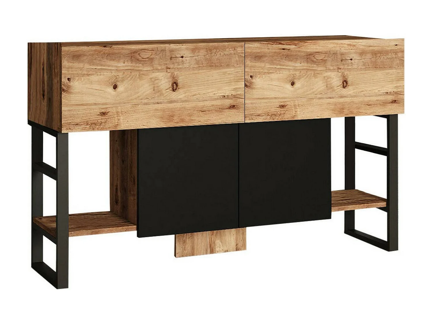 Consola Dmarfell, Mesa multiusos, Gabinete de soporte, Escritorio de pasillo, 139x43 h84 cm, Roble