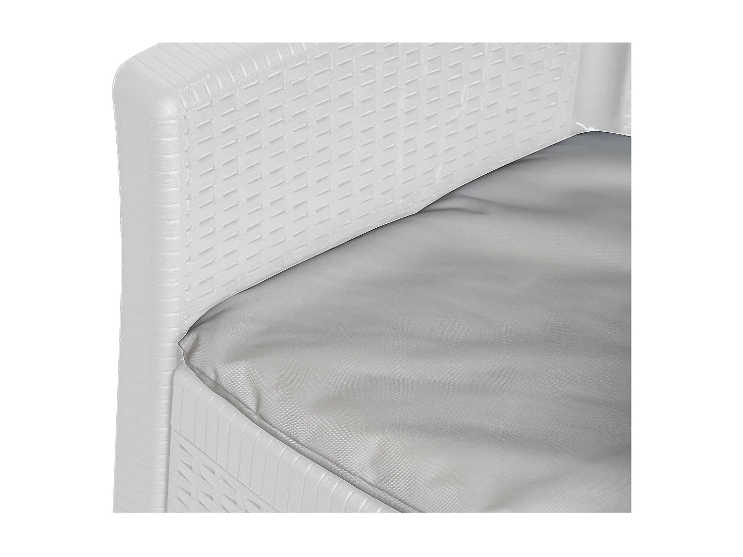 Cadeira de exterior Como, Assento de jardim, Poltrona de exterior com efeito Rattan, 100% Fabricado em Itália, 60x58h89 cm, Branco