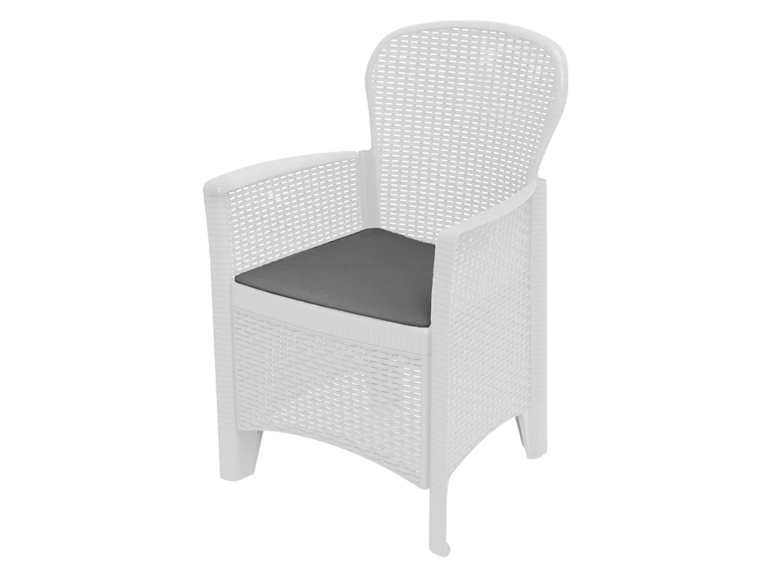 Chaise d'extérieur Como, Siège de jardin, Fauteuil d'extérieur effet rotin, 100% Made in Italy, 60x58h89 cm, Blanc