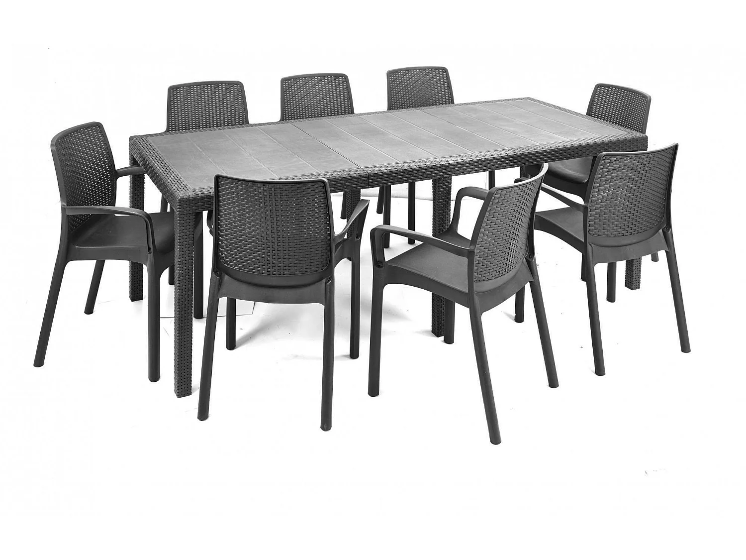 Chaise d'extérieur Torino, Siège de jardin, Chaise pour table à manger, Fauteuil d'extérieur effet rotin, 100% Made in Italy, 54x60h82 cm, Anthracite