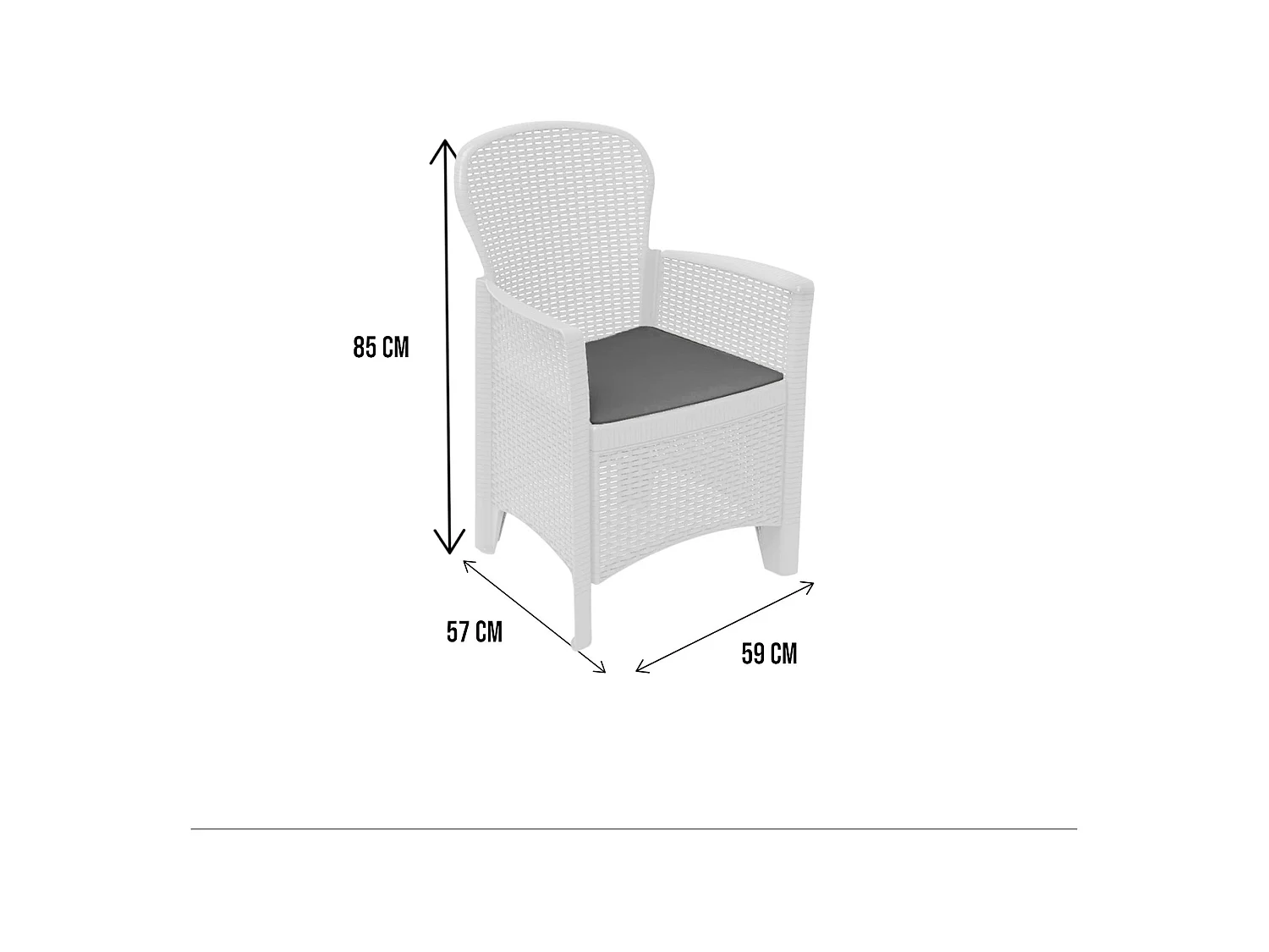 Chaise d'extérieur Dboatti, Siège de jardin, Fauteuil d'extérieur effet rotin, 100% Made in Italy, 60x58h89 cm, Blanc