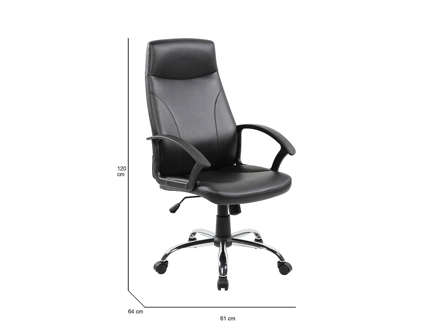 Silla de oficina Macquarie, Silla ejecutiva con reposabrazos, Silla de oficina ergonómica, Negro, 64x61h110/120 cm