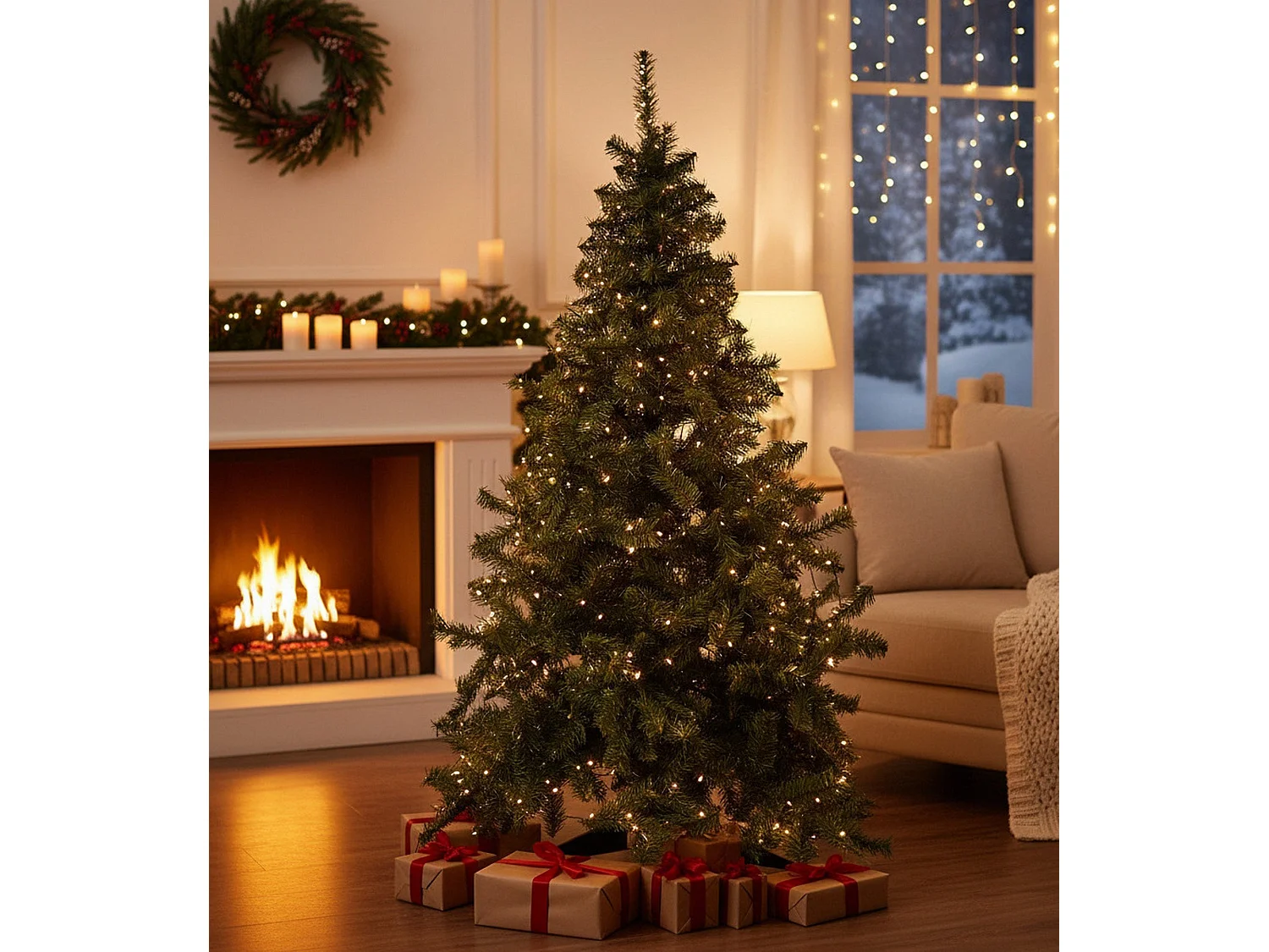 Kerstboom van glitterfolie, 91 takken, gemaakt in Italië, 250h cm groen, takken afzonderlijk uitvouwbaar, vlamvertragend