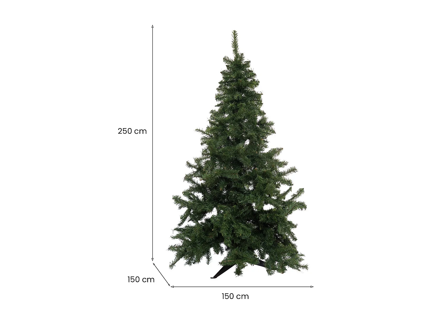Kerstboom van glitterfolie, 91 takken, gemaakt in Italië, 250h cm groen, takken afzonderlijk uitvouwbaar, vlamvertragend