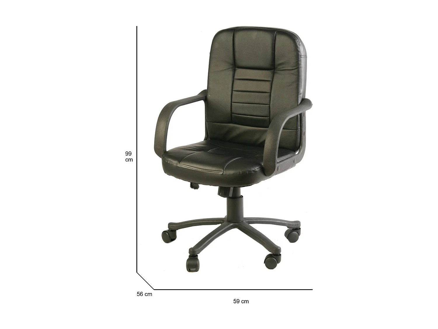 Cadeira de escritório Dmelar, Poltrona executiva com braços, Cadeira de escritório ergonômica, Preto, 56x59h88/99 cm