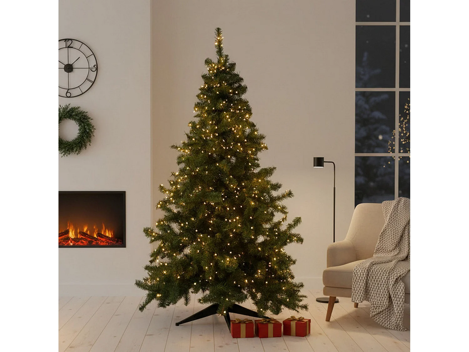 Árvore de Natal 150 cm em lamê, 42 ramos, Fabricado em Itália, 150h cm Verde, abertura de ramos individuais, ignífugo