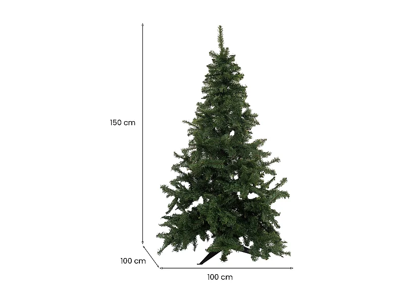 Sapin de Noël 150 cm Tinsel, Pin artificiel, Arbre à effet réel, Sapin de Noël, Made in Italy, 100x100 h150 cm, Vert