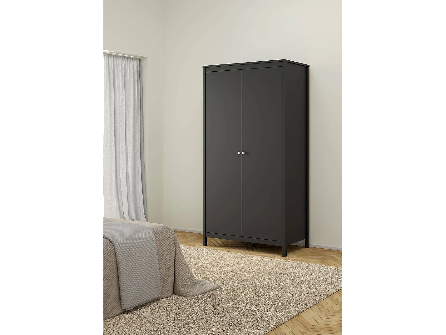 Garde-robe 2 portes Dsciacc, Meubles de chambre, Penderie de plain-pied, Placard à vêtements, 102x58 h199 cm, Noir