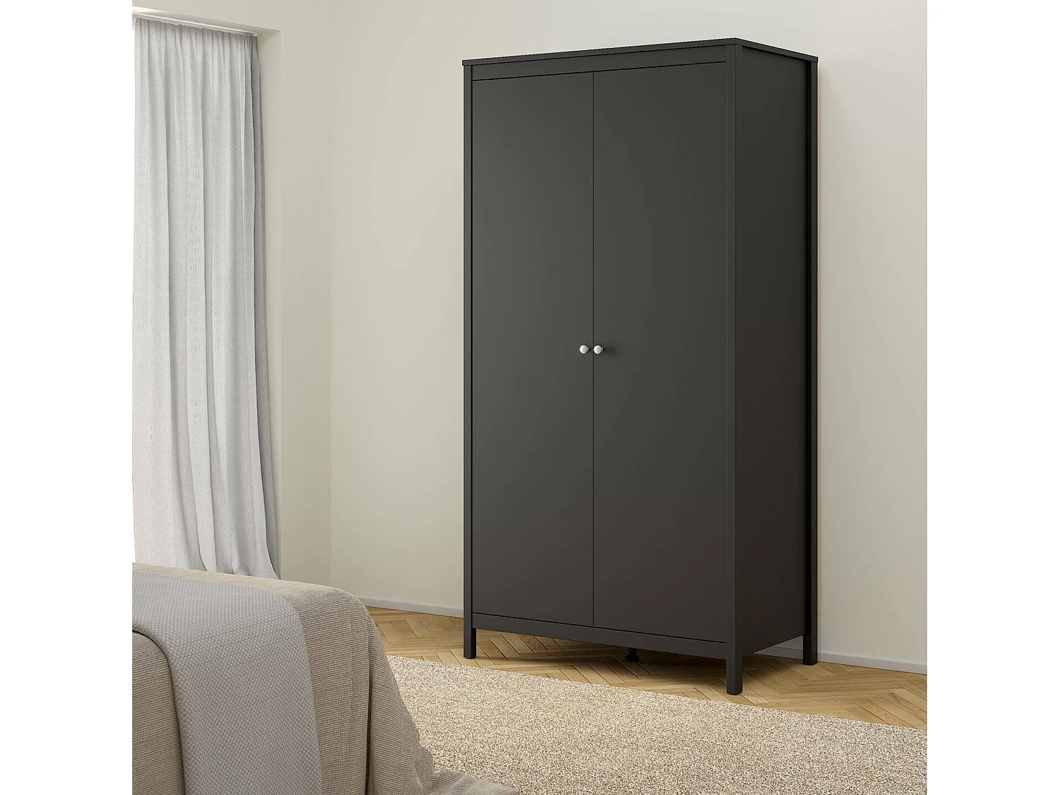 Garde-robe 2 portes Dsciacc, Meubles de chambre, Penderie de plain-pied, Placard à vêtements, 102x58 h199 cm, Noir