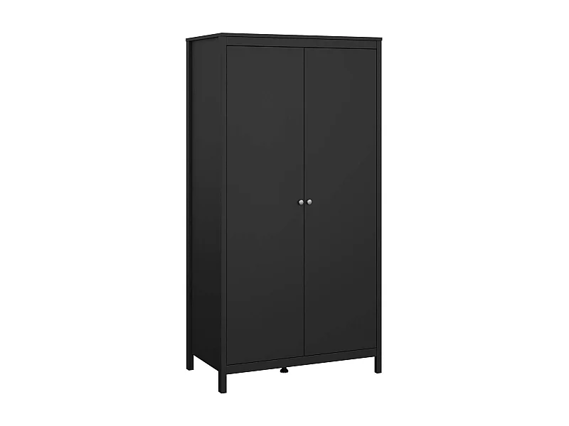 Kleiderschrank 2 Türen Dsciacc, Schlafzimmermöbel, Schrank, Garderobe, 102x58 h199 cm, Schwarz