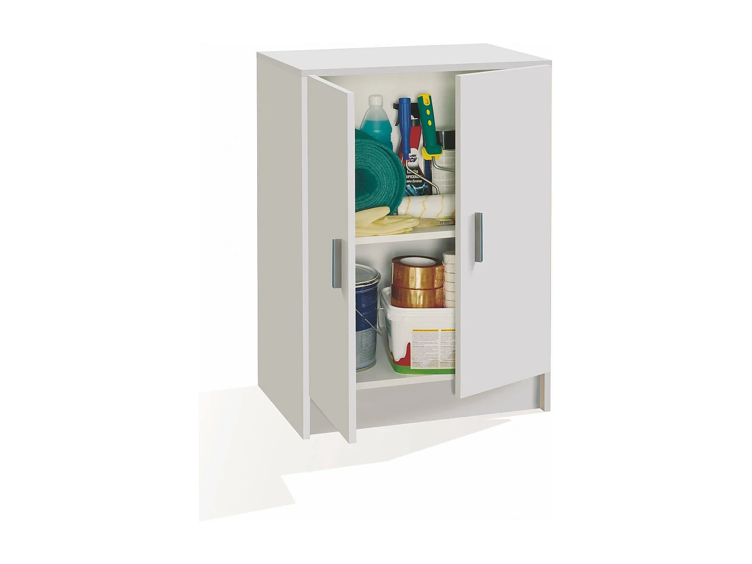 Memphis Mehrzweck-Kleiderschrank, niedriger Hilfsschrank mit 2 Türen, Schuhregal mit 1 Regal, Multifunktionsschrank, 59 x 37 x 80 cm, WeiÃŸ