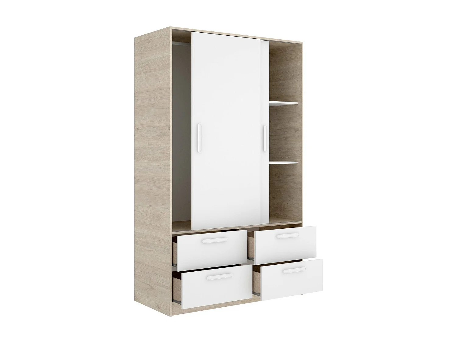 Roupeiro Dbradle de 2 portas, mobiliário de quarto, roupeiro, roupeiro, 120x60 h204 cm, branco e carvalho