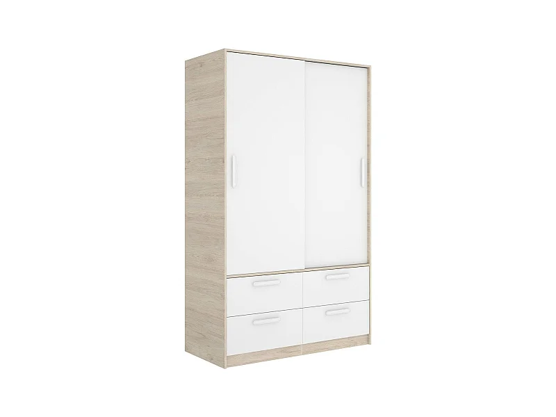 Armario 2 puertas Dbradle, Muebles de dormitorio, Vestidor, Armario de ropa, 120x60 h204 cm, Blanco y Roble
