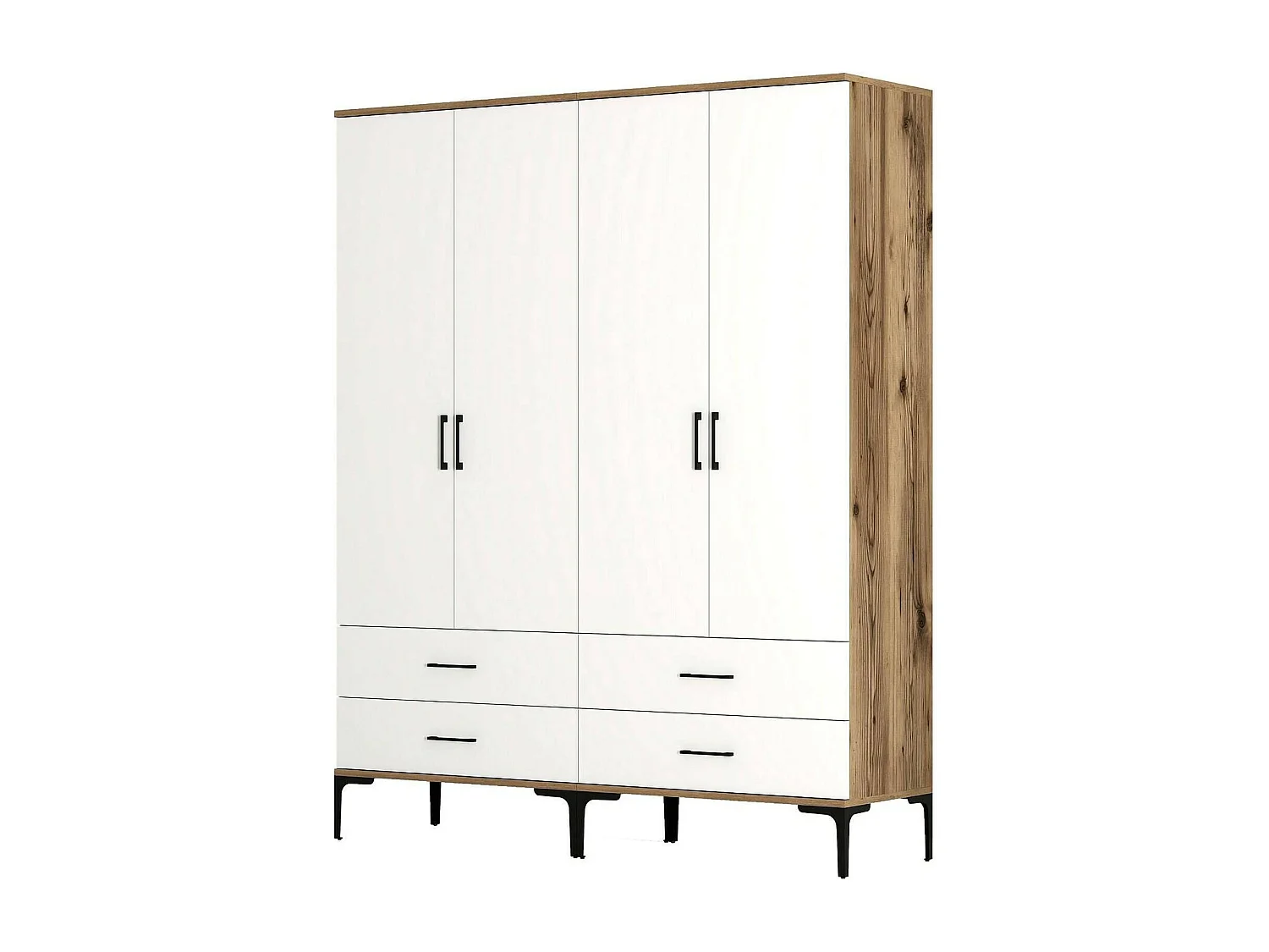 Grande Garde-robe Dfurlott, Meubles de chambre, Penderie de plain-pied, Placard à vêtements, 160x201h48 cm, Noyer et Blanc