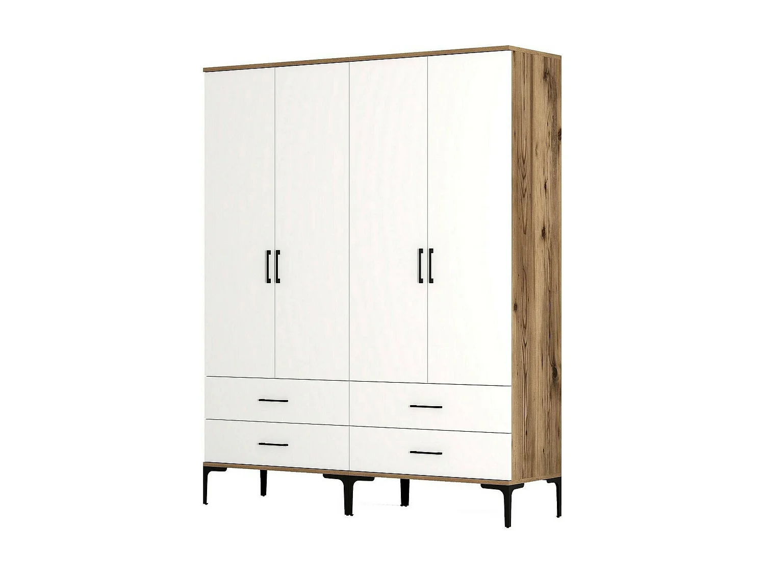 Grande Garde-robe Dfurlott, Meubles de chambre, Penderie de plain-pied, Placard à vêtements, 160x201h48 cm, Noyer et Blanc