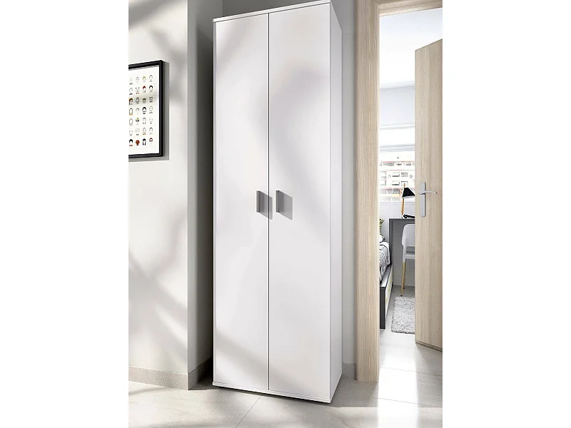 Armoire polyvalente Dmiani, Unité de rangement multifonctionnelle, Armoire avec 2 portes, 61x35h190 cm, Blanc