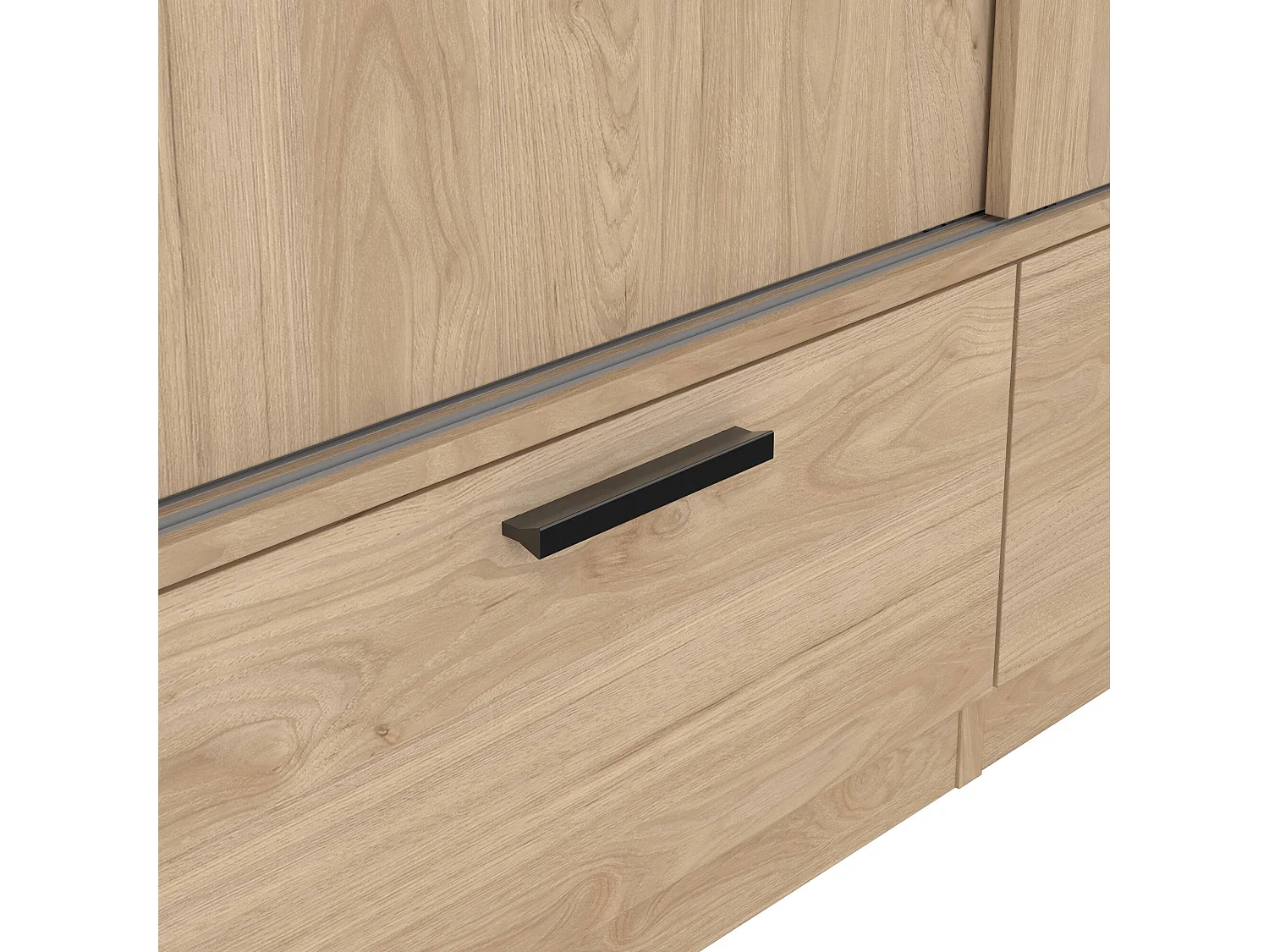 Guardaroba 2 Ante Kammuri, 2 Cassetti, 60.25x200.4h cm Marrone Rovere, Armadio Camera da Letto