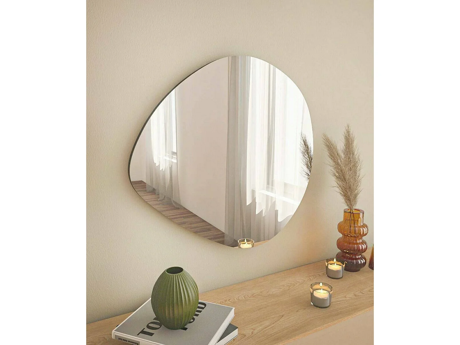 Espejito Dodentha, Espejo, Objeto de decoración de pared, Decoración de espejo, 60x2h60 cm, Negro