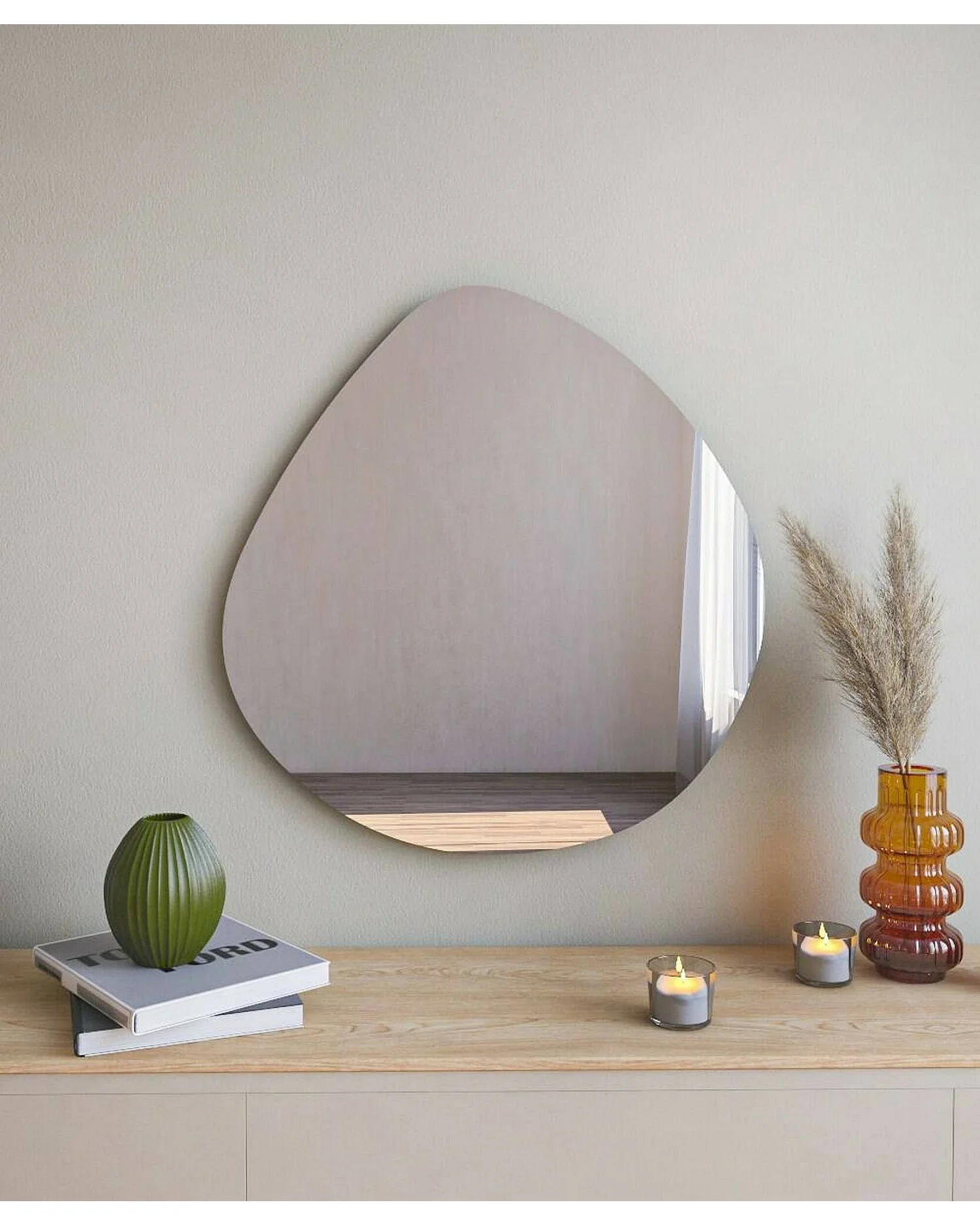 Miroir Menkar, Verre miroité, Objet d'ameublement mural, Décoration avec miroir, 60x2h60 cm, Noir