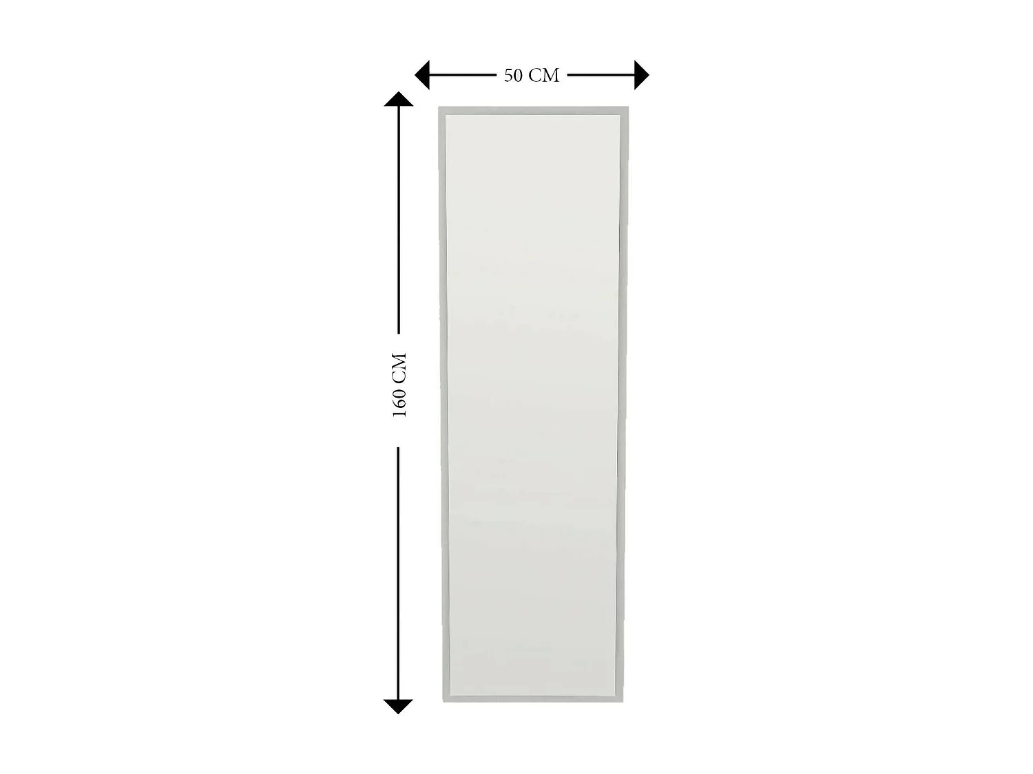 Miroir Alp, Verre miroité, Objet d'ameublement mural, Décoration avec miroir, 50x2h160 cm, Blanc