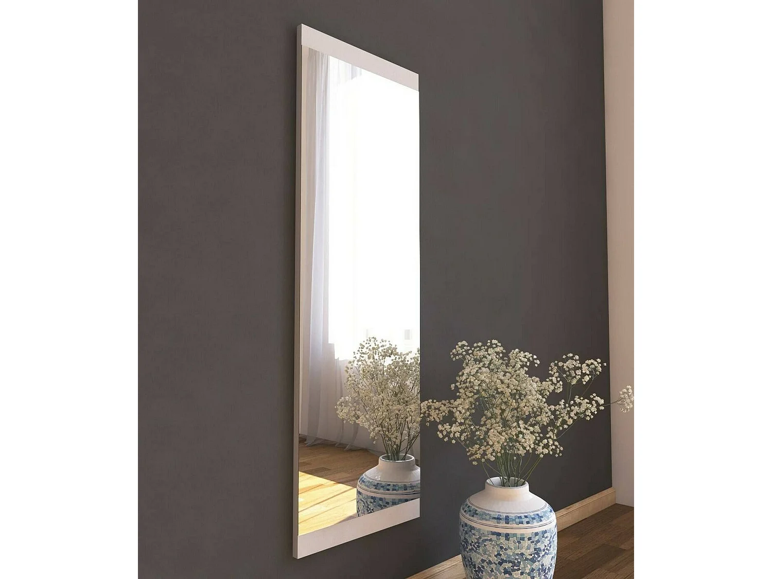 Espejito Dprenn, Espejo, Objeto de decoración de pared, Decoración de espejo, 40x2h120 cm, Blanco