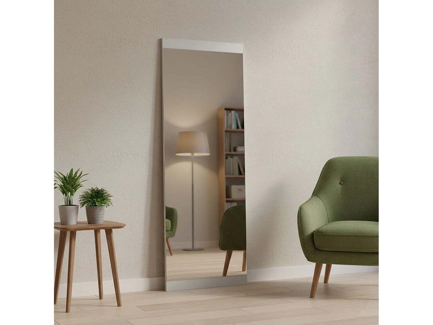 Miroir Acamar, Verre miroité, Objet d'ameublement mural, Décoration avec miroir, 40x2h120 cm, Blanc