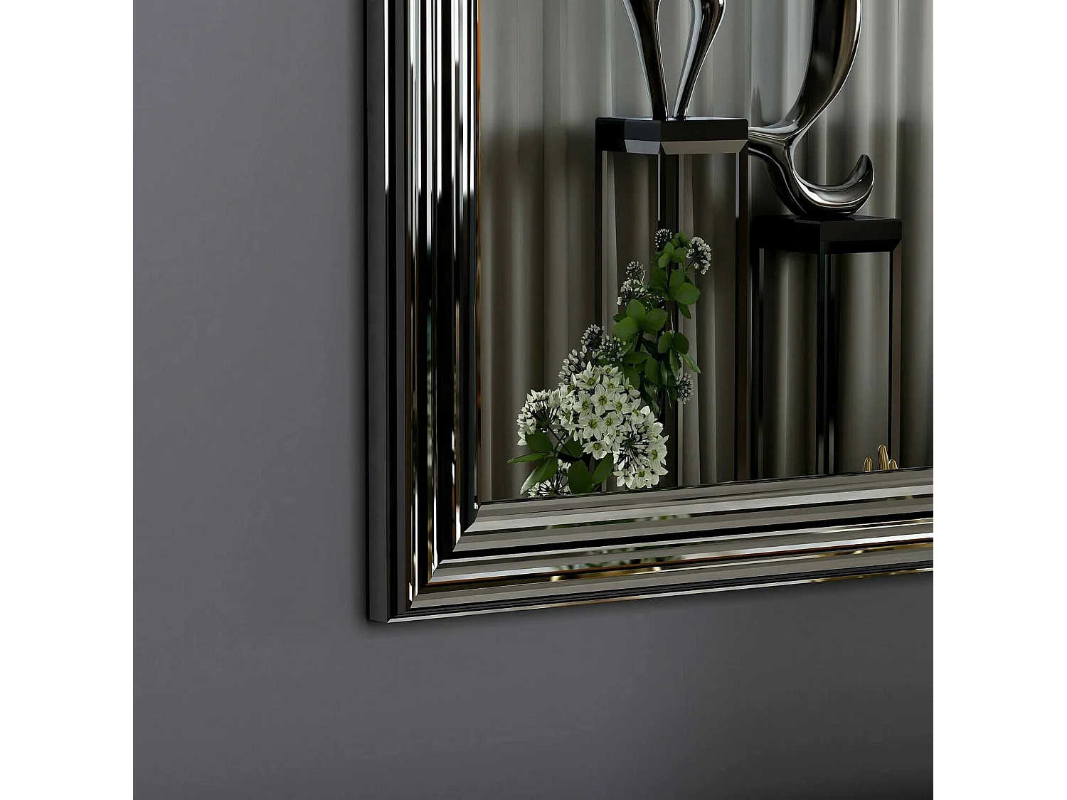 Espejito Dmaros, Espejo, Objeto de decoración de pared, Decoración de espejo, 40x3h40 cm, Plata