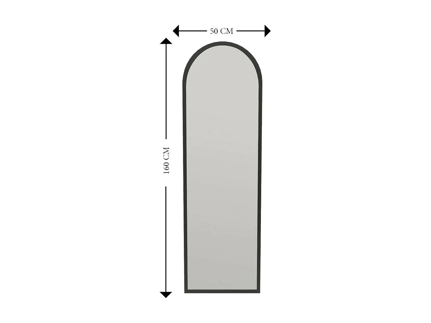 Miroir Zaniah, Verre miroité, Objet d'ameublement mural, Décoration avec miroir, 50x2h160 cm, Noir