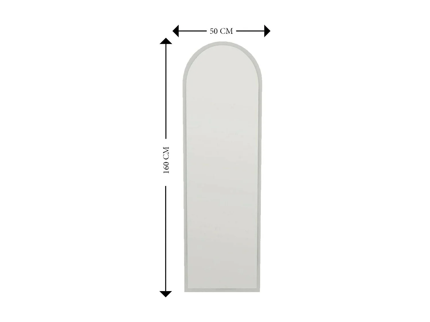 Miroir Zaniah, Verre miroité, Objet d'ameublement mural, Décoration avec miroir, 50x2h160 cm, Blanc