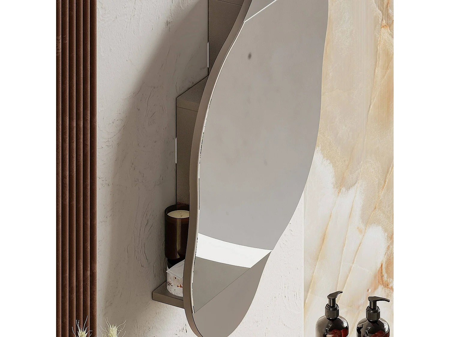 Dmontevag Spiegel, Spiegel, Wandinrichtingsartikel, Decoratie met spiegel, 60x13 h75 cm, Beige