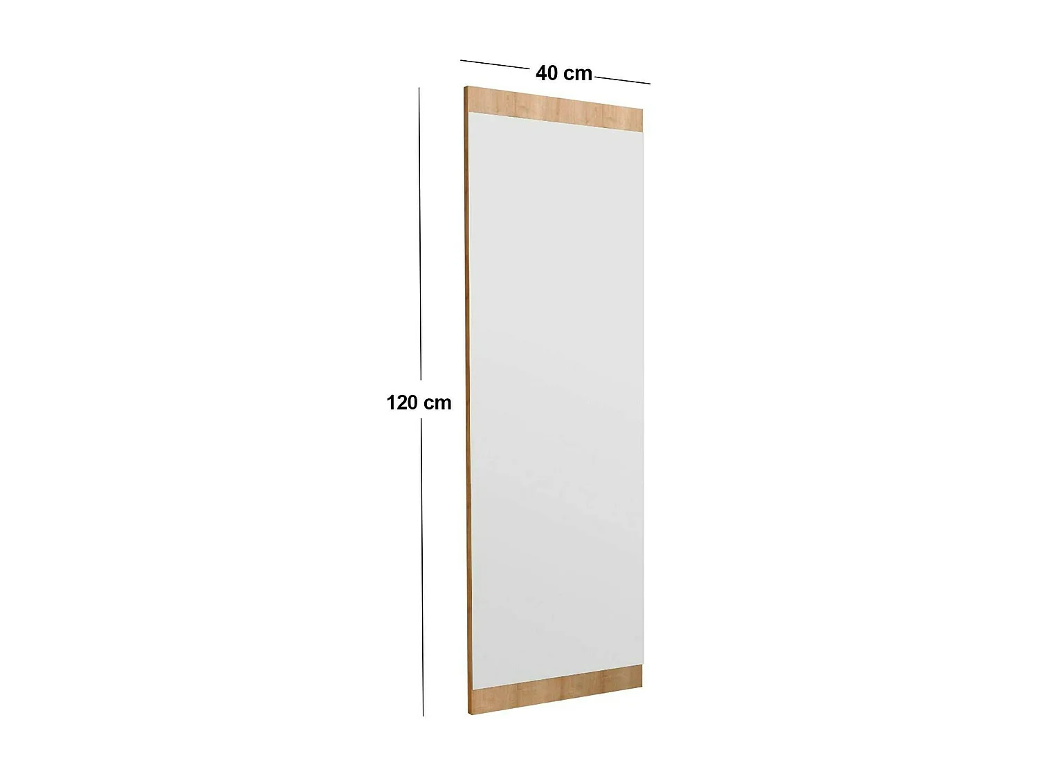Miroir Acamar, Verre miroité, Objet d'ameublement mural, Décoration avec miroir, 40x2h120 cm, Chêne