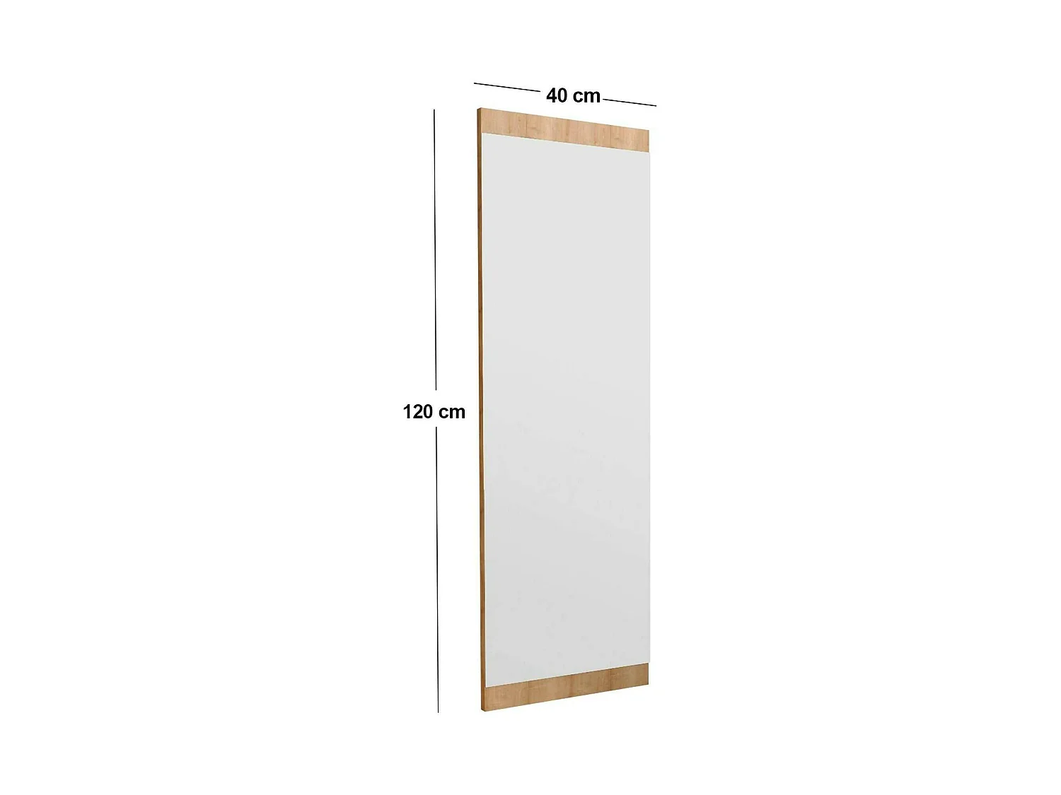 Miroir Acamar, Verre miroité, Objet d'ameublement mural, Décoration avec miroir, 40x2h120 cm, Chêne