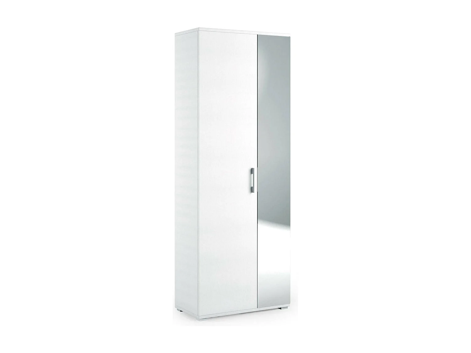Étagère à chaussures Dminiat, Meuble d'entrée polyvalent avec porte miroir, Meuble à chaussures moderne avec 6 étagères, 100% Made in Italy, 72x37h195 cm, Blanc