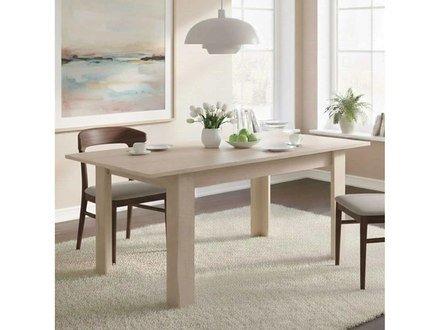 Dariaud uitschuifbare tafel, Uitschuifbare console in meerdere posities, Eettafel met verlengstuk, 140/190x90h77 cm, Eiken