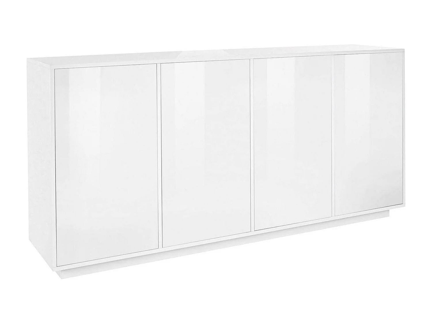 Buffet Virgilio, Buffet de cuisine 4 portes, Buffet de salon, 100% Made in Italy, 180x41h86 cm, Blanc brillant