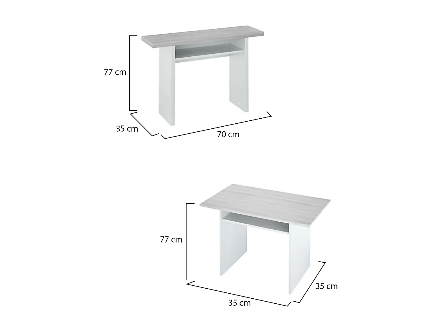 Table extensible Garland, Etagère extensible avec ouverture rabattable, Table console d'appoint pliante, 120x35h77 cm, Blanc et Ciment
