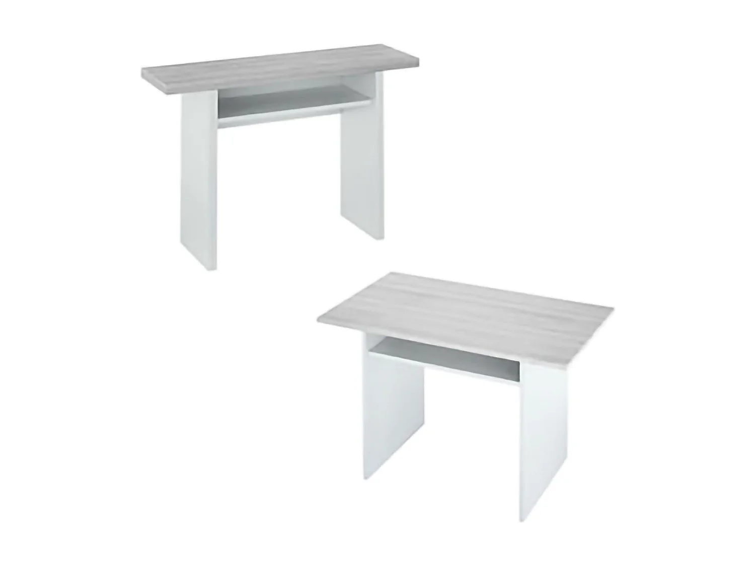 Table extensible Garland, Etagère extensible avec ouverture rabattable, Table console d'appoint pliante, 120x35h77 cm, Blanc et Ciment