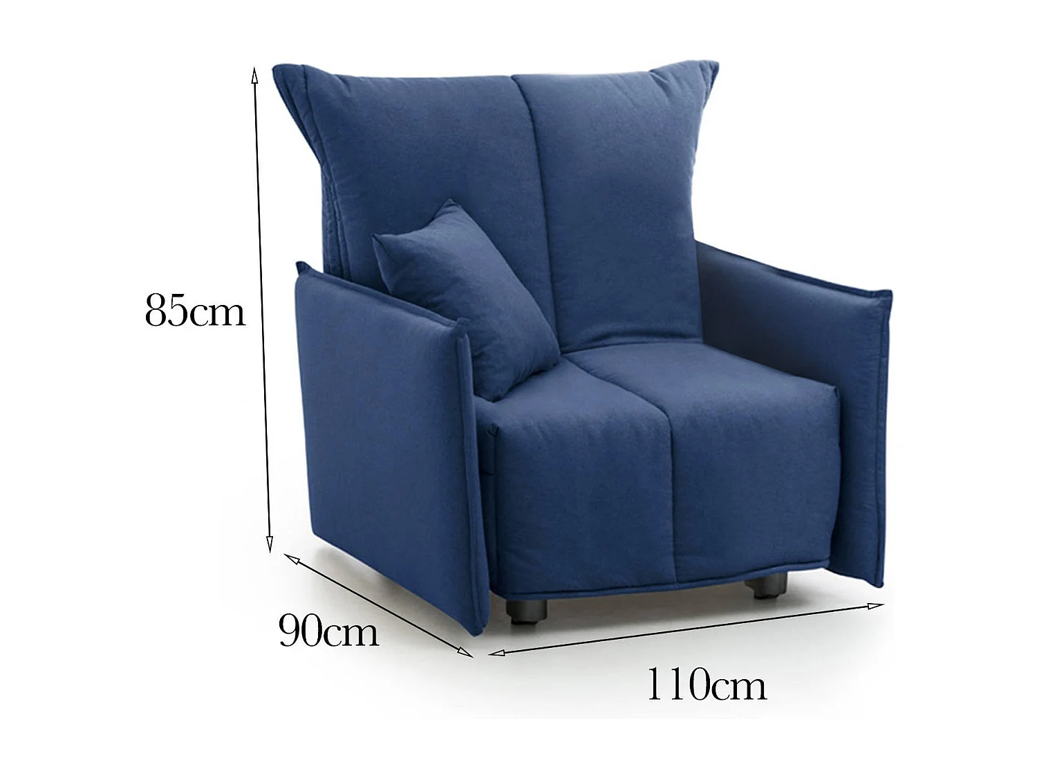 Canapé-lit Dabari, Canapé simple, 100% Made in Italy, Fauteuil de salon avec ouverture trolley, en tissu rembourré, avec accoudoirs standards, 110x90h85 cm, Bleu