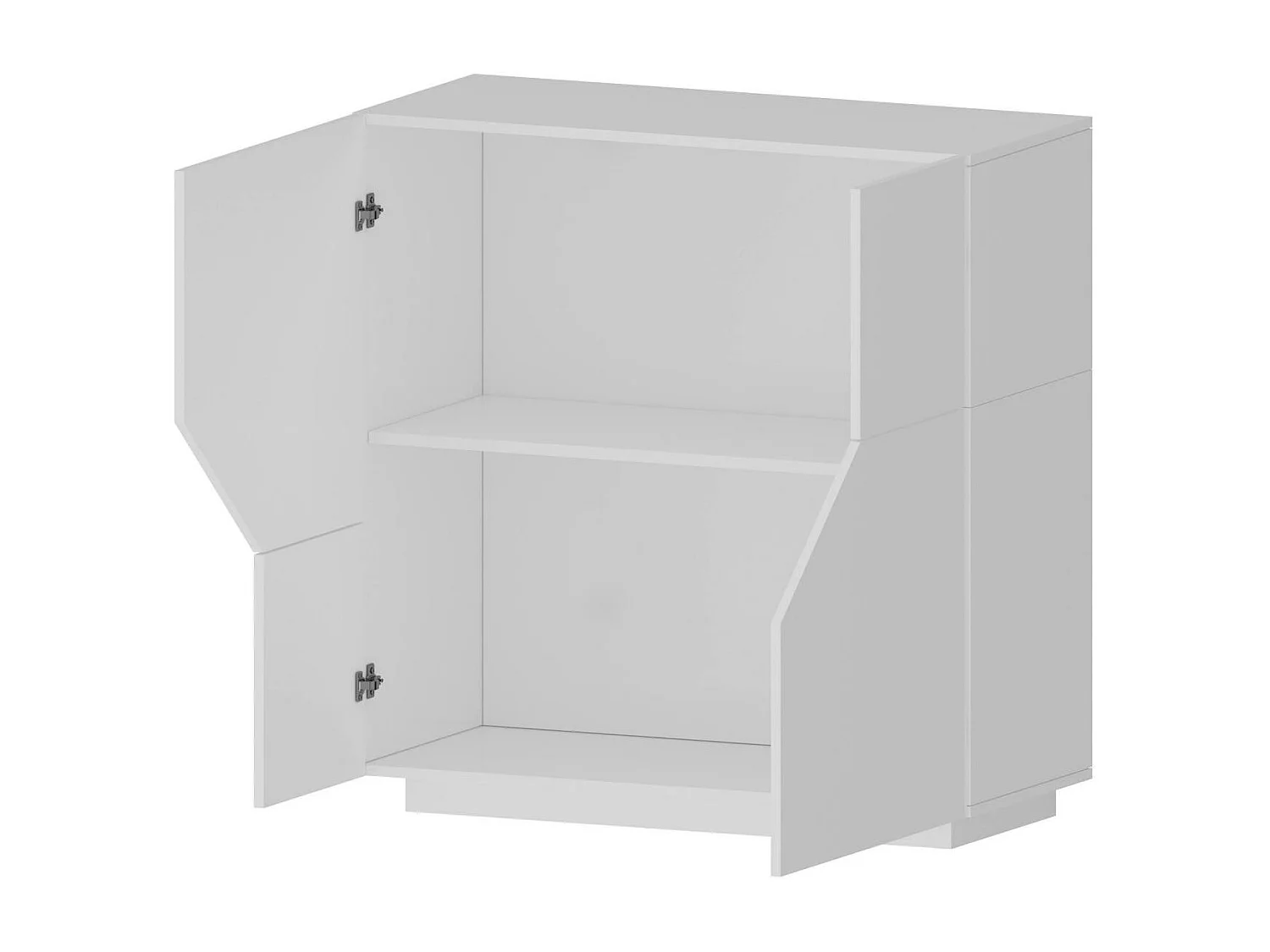 Buffet Dceesa, Buffet de cuisine avec 2 portes géométriques, Buffet de salon, Buffet de cuisine, 100% Made in Italy, 79x43h86 cm, Blanc brillant